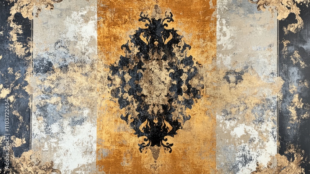 Poster a mesmerizing abstract piece with bold, luxurious patterns and textures, creating a standout work of
