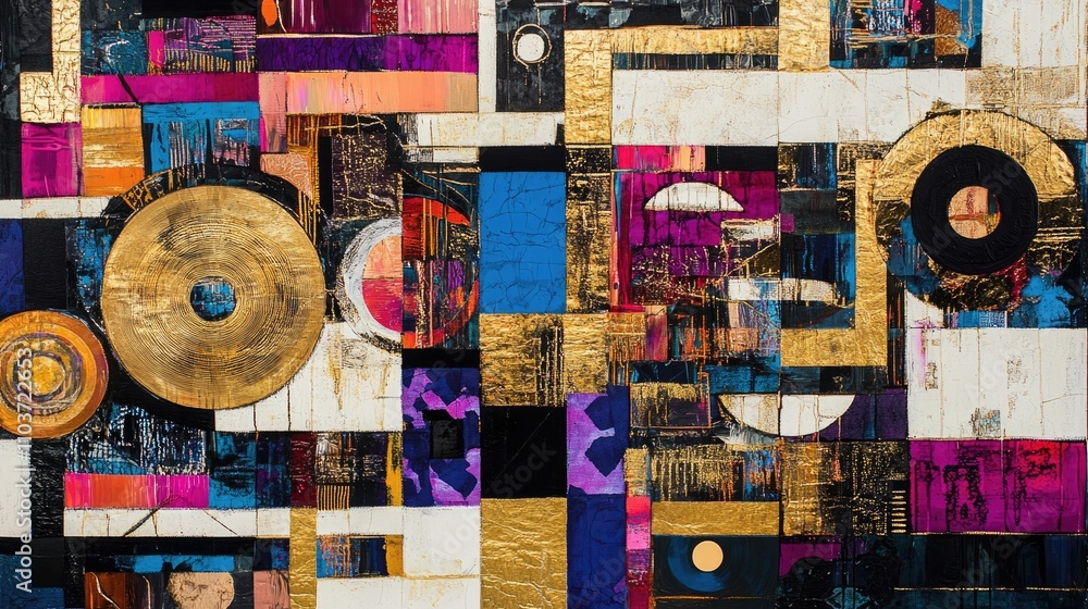 Poster a mesmerizing abstract piece with bold, luxurious patterns and textures, creating a standout work of