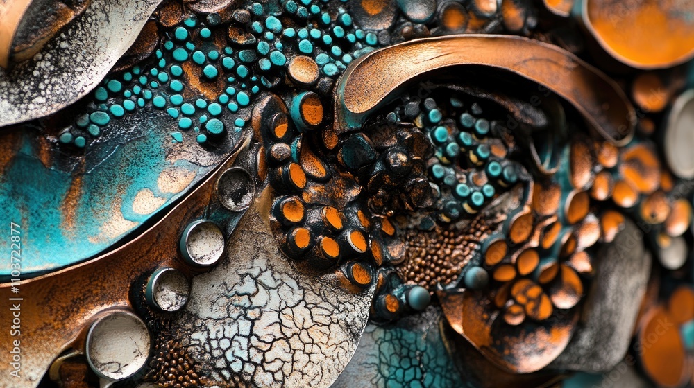 Poster a unique abstract composition with high-end textures and intricate patterns, perfect for art auction