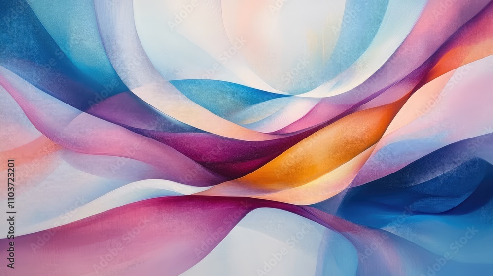 Poster abstract composition with elegant, flowing lines and luxurious colors, creating a unique and impress