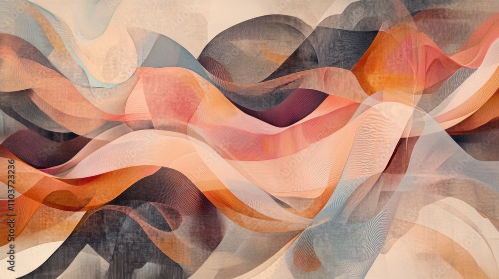 Aufkleber abstract composition with elegant, flowing lines and luxurious colors, creating a unique and impress