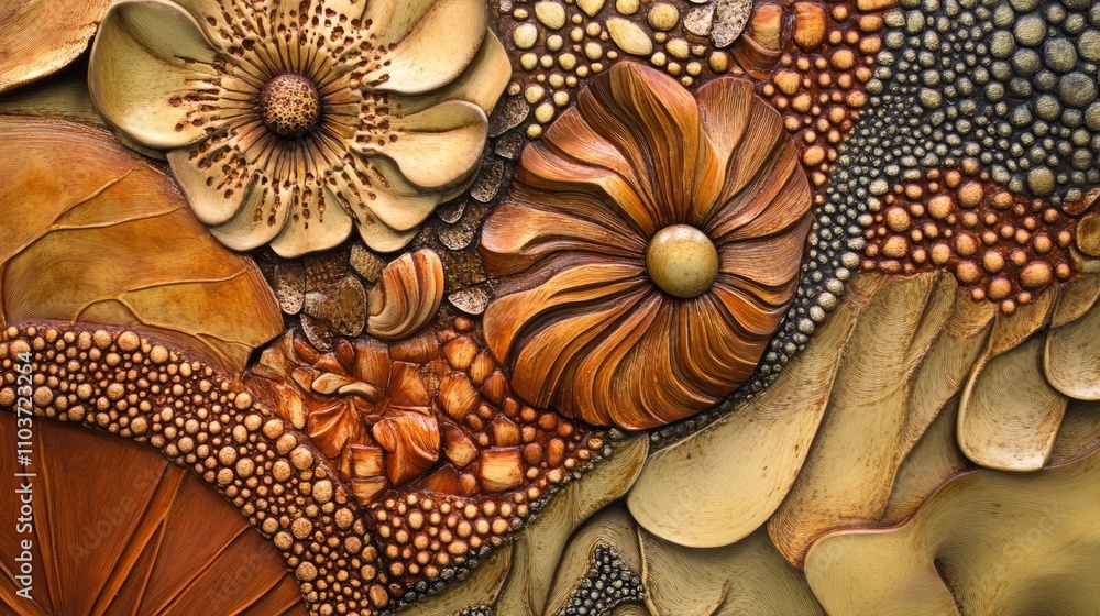 Poster abstract design with intricate, elegant patterns and vibrant textures, appealing to art collectors a