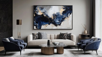 Elegant abstract artwork with bold patterns and luxurious finishes, designed to impress art collectors and galleries