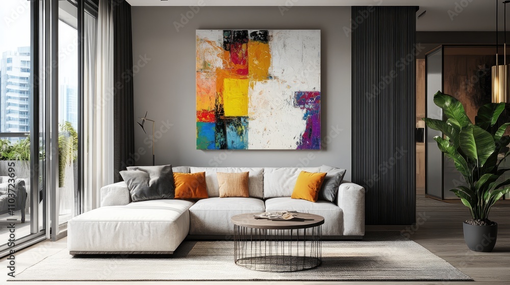 Poster high-end abstract art with bold patterns and vibrant textures, creating a unique and marketable mast