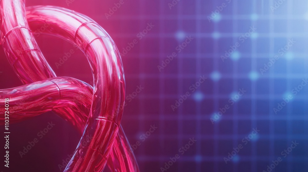 Poster fiber optic efficiency concept. a vibrant digital abstract image featuring intertwined colorful line