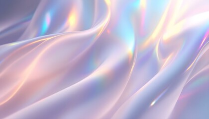 Obraz premium Processed collage of Iridescent fabric trendy cloth holographic texture. Background for a banner. Blurred soft focused abstract trendy rainbow holographic banner background