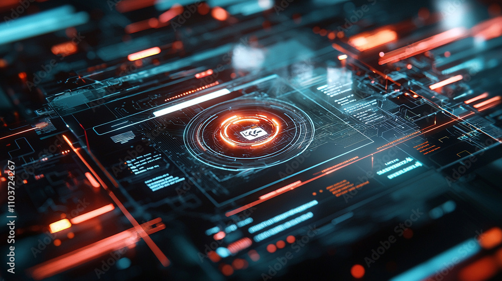 Poster ai-generated digital interface design virtual space technology artwork futuristic environment abstra
