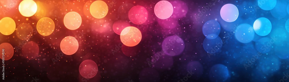 Poster a vibrant blend of colorful bokeh lights creating a mesmerizing, dreamy atmosphere with soft hues of