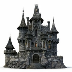 Fototapeta premium Imposing medieval castle standing on a rocky cliff