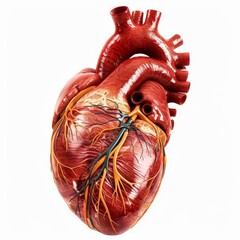 Naklejka premium Human heart showing arteries veins and aorta 3d rendering