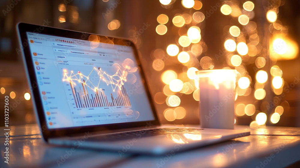 Poster analyzing business trends with ai-generated insights home office digital analysis cozy environment c