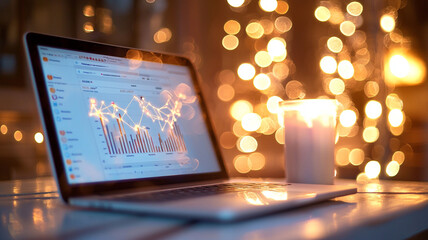 Analyzing business trends with ai-generated insights home office digital analysis cozy environment close-up data visualization