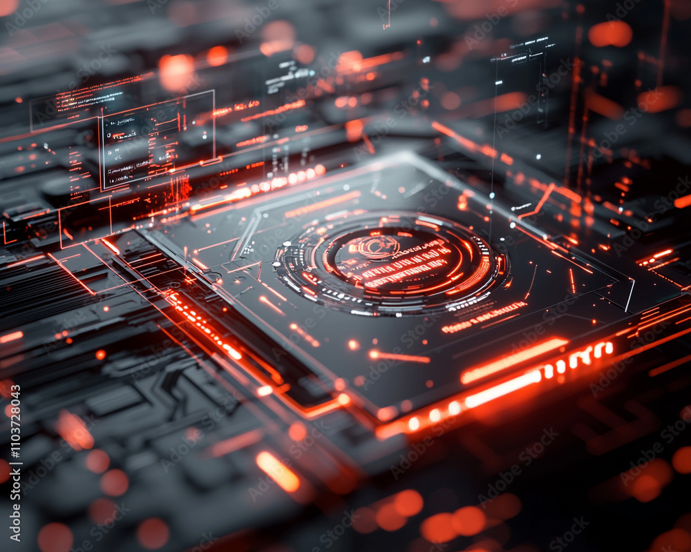Poster ai-generated digital interface futuristic technology abstract art high-tech environment close-up vie