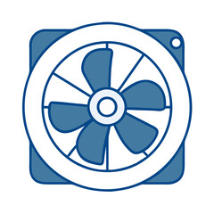 Naklejka premium Good icon. Exhaust fan with blades in a blue design style and minimalist aesthetic