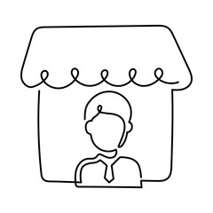 Monoline Female Merchant Icon. Simple Line Woman. Business Owner Icon. Minimalist Female Entrepreneur Vector.