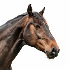 Obraz premium Bay horse posing on white background in studio shot