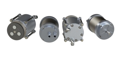Car spare part AC compressors isolated on white background
