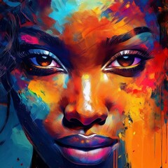 Obraz premium painting of a beautiful black woman close up