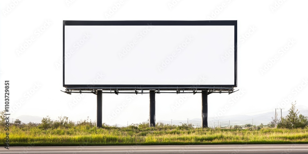 Poster an empty billboard stands alone against a white backdrop, featuring a clipping path for easy editing