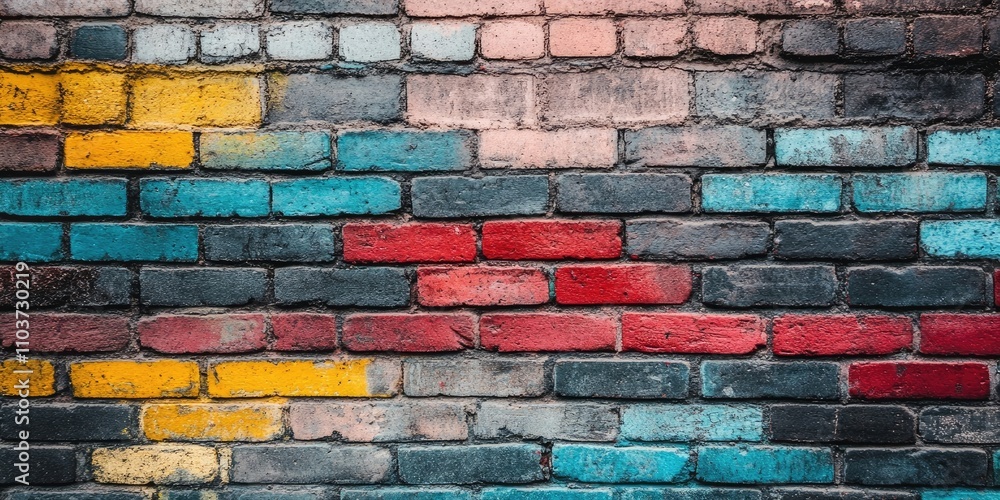 Poster vibrant and rustic brick wall provides a textured backdrop, perfect for adding depth and character t