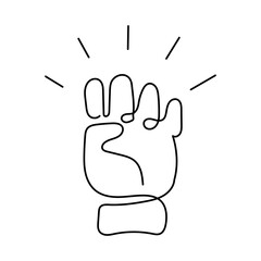 Monoline Motivation Icon. Simple Line Motivational Hand Icon. Minimalist Uplifting Gesture Vector.