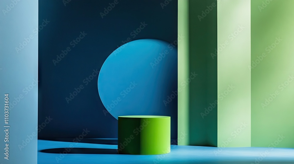 Aufkleber abstract geometric shapes in green and blue create a minimal design that guides visual experience wh