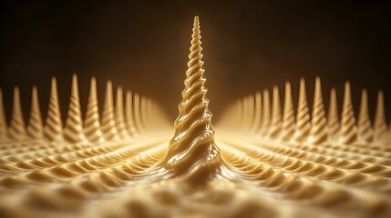 Abstract golden wave pattern with spiral peaks