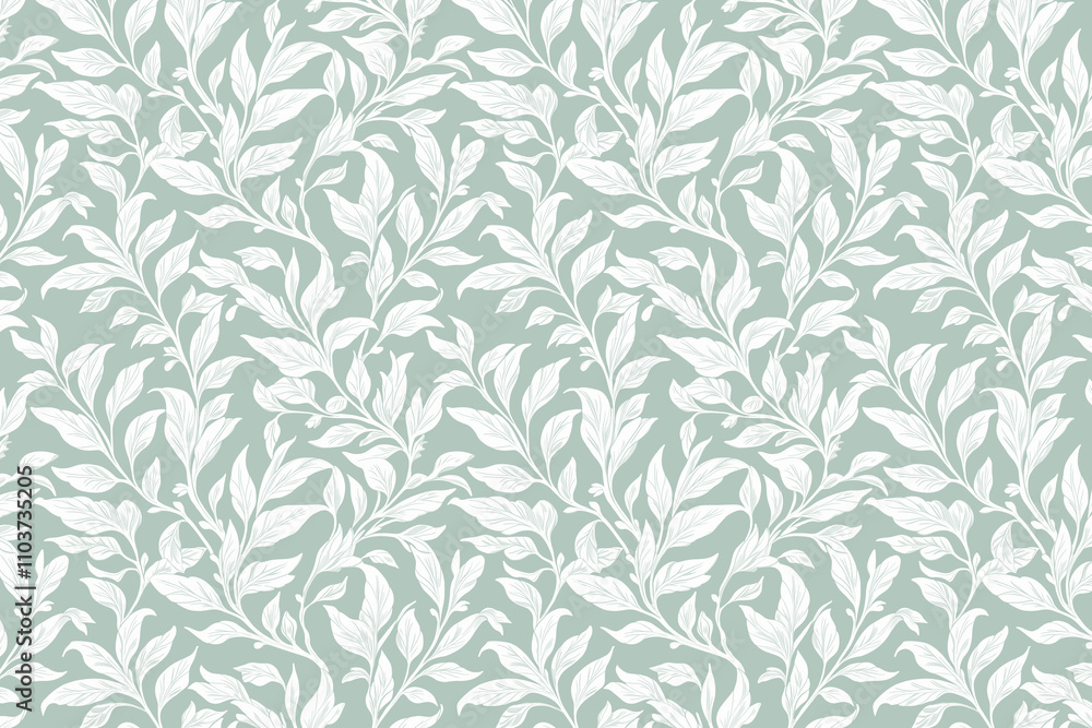 Poster toile pattern tapestry. arts and crafts. monochrome botanical pattern background. created with gener