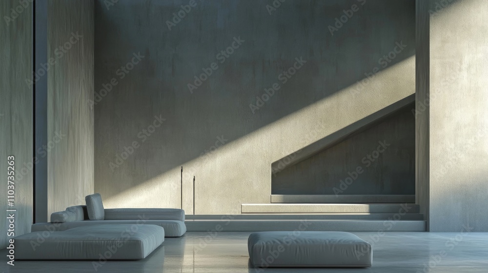 Aufkleber modern lounge area designed in a minimalist style, featuring clean lines and a spacious layout. the 