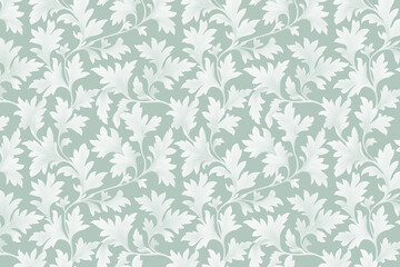 Toile pattern tapestry. Arts and crafts. Monochrome botanical pattern background. Created with Generative AI technology
