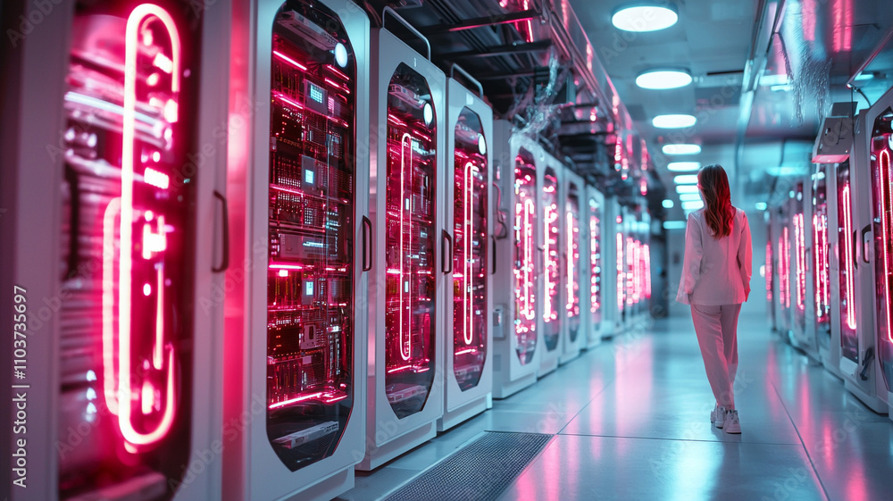 Poster ai-generated data center operations urban facility visual content high-tech environment perspective 