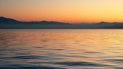 Fototapeta premium A calm and peaceful lake scene at dusk with soft light reflecting off the water and creating a sense of reflection, lake, lake scenery, outdoors, sunset over sea