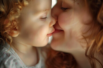 Obraz premium Child hugging mother on mother's day during holiday celebration generative ai