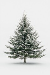 Winter Wonderland: Snowy Evergreen Christmas Tree Isolated on White Background for Holiday Decor and Seasonal Celebrations