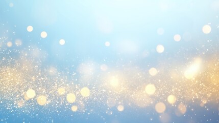 Obraz premium Bright and shimmering bokeh background showcasing golden and diamond-like dust with a luxurious blue design and blurred glittery lighting.