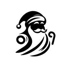 Santa Claus Silhouette Vector with Beard and Hat - Perfect for Christmas and Holiday Designs