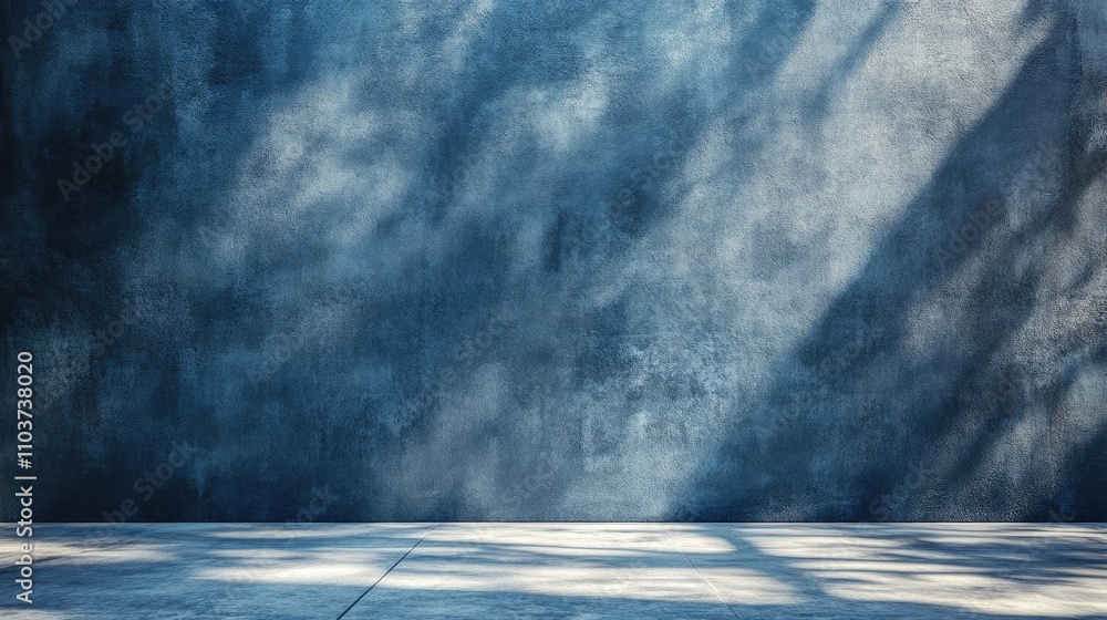 Poster blue creative concrete wall with a minimalist design offers a blank canvas for artistic expressions,