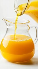 Vibrant Orange Juice Pouring into a Pitcher