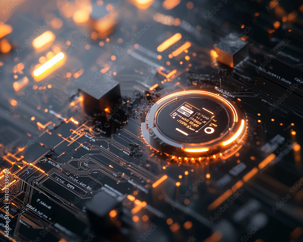 Poster ai generated circuitry concept technology lab digital art futuristic environment close-up view innov