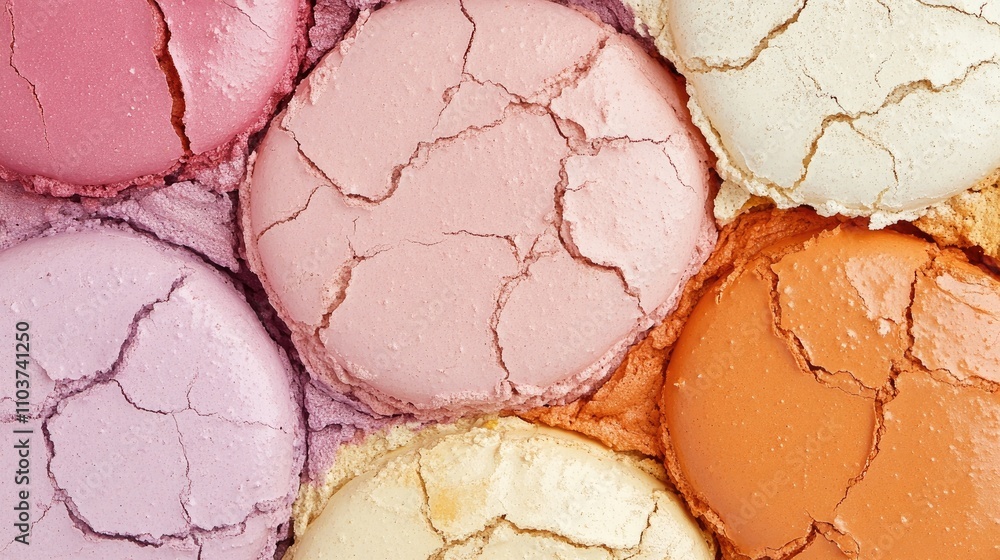 Poster abstract multicolored macaroons create a delightful cookie dessert display in close-up. this composi