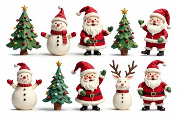 santa claus and snowman set