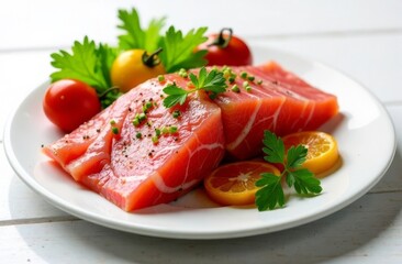 salmon steak with vegetables