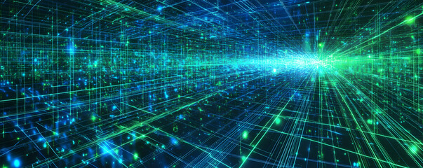 Obraz premium Abstract Digital Cityscape Illuminating Network Pathways
