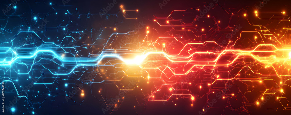Poster abstract digital network data flow connections