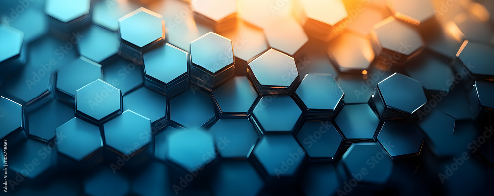 Poster abstract hexagonal pattern digital blue structure