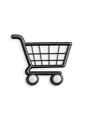 A shopping cart black and white sticker icon.