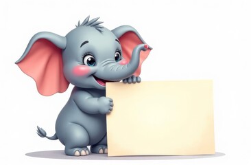 Cartoon elephant with blank sign