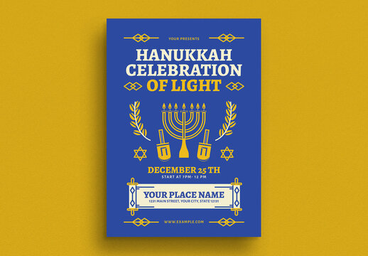 Blue Hanukkah Celebration Flyer