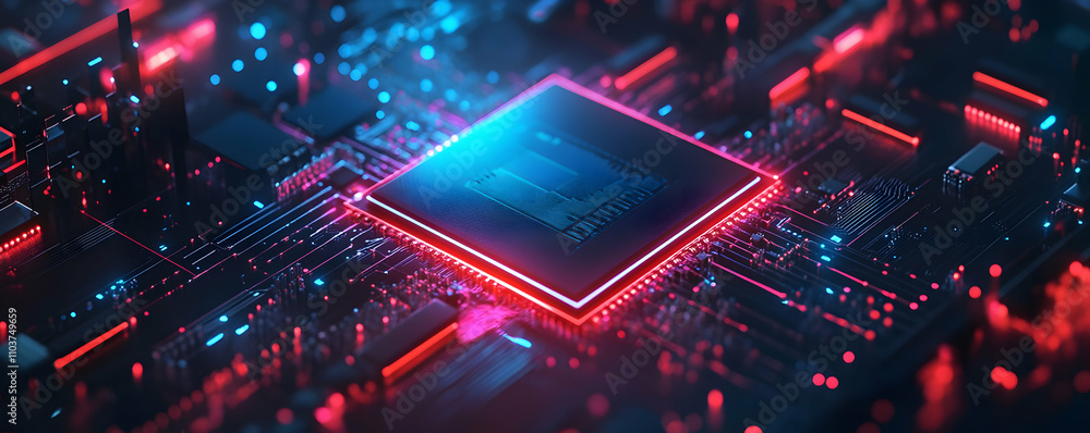 Poster illuminated central processing unit on circuit board
