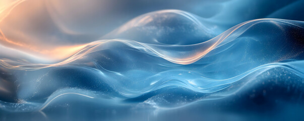 Fototapeta premium Abstract Blue Waves with Golden Highlights